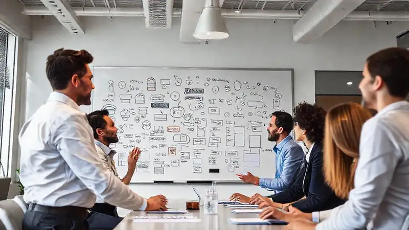 Equipo corporativo genera ideas exitosas juntas