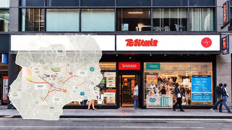 Tiendas modernas muestran datos visuales urbanos