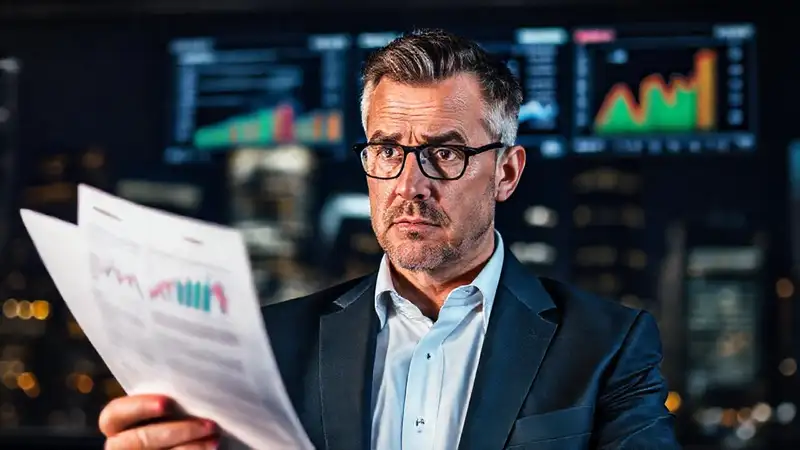 Un hombre de negocios analiza datos digitales