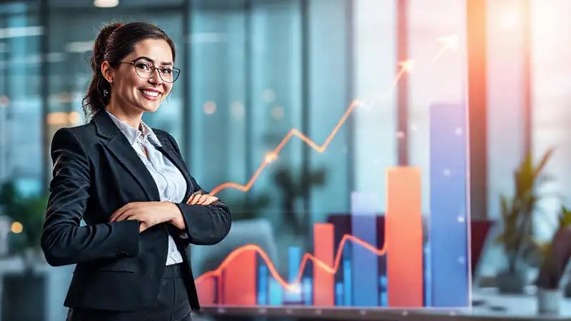 Éxito empresarial visual y optimista