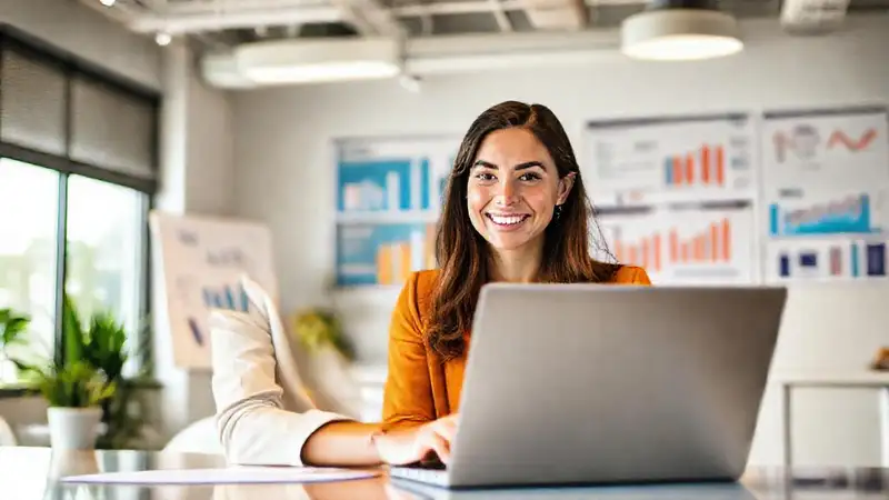 Una mujer profesional triunfa en su oficina