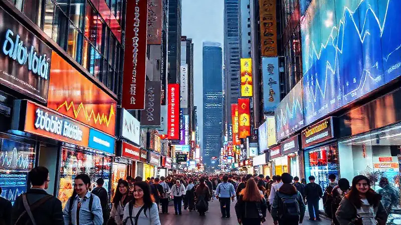 El distrito comercial bullicioso irradia optimismo