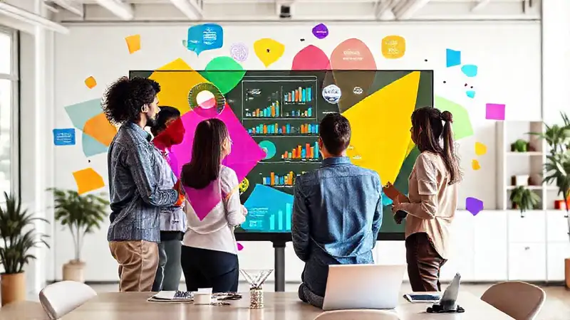 Un equipo creativo colabora digitalmente