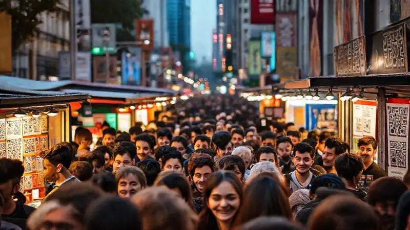 Un mercado vibrante atrajo a la gente