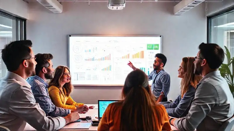 El equipo planifica SEO digitalmente