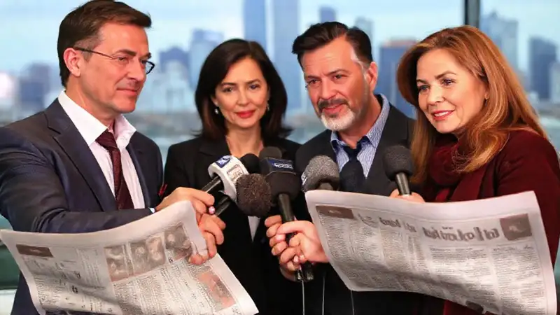 Entrevista en periódico: rostros serios y esperanza