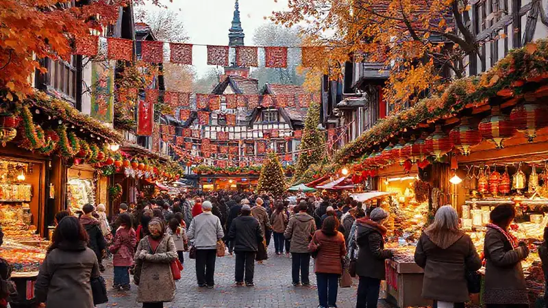 El pueblo celebra alegremente el otoño
