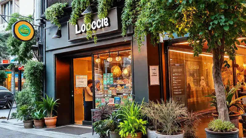 Negocio local moderno y sostenible brilla