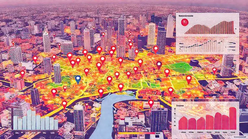 Mapa urbano visualiza análisis de mercado