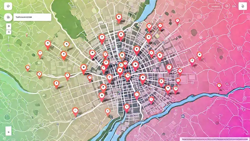Mapa digital muestra ubicaciones y rutas