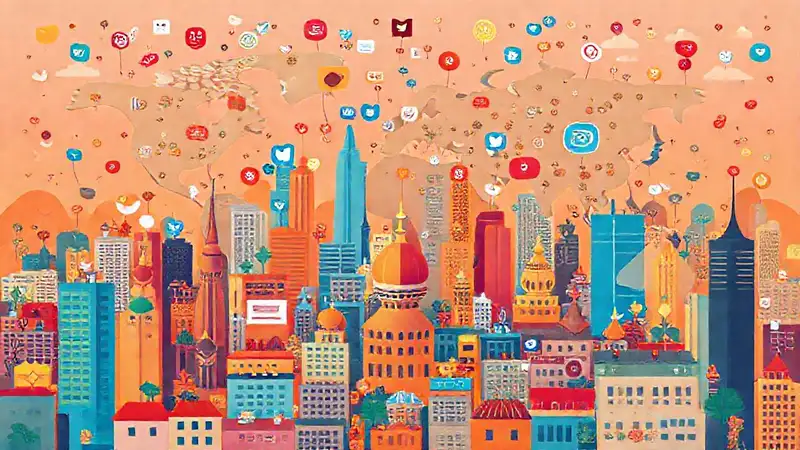 Redes sociales conectan un mundo vibrante