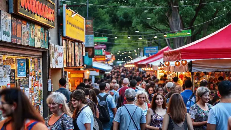 Una feria local vibrante y alegre