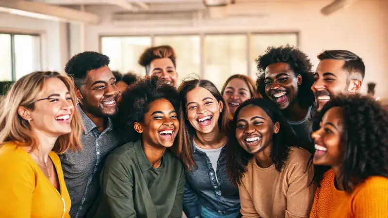 Un grupo diverso disfruta de la colaboración