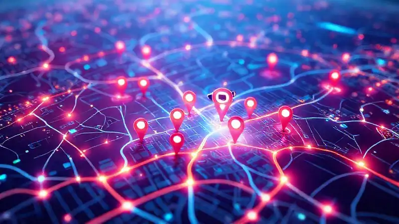 Mapa digital dinámico con datos vibrantes