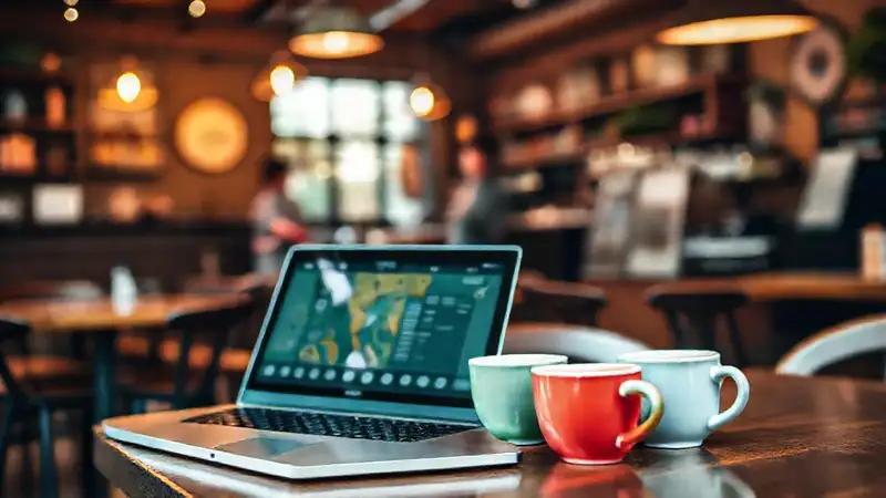 Un café acogedor y vibrante espera