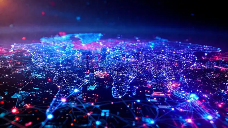 Ciudad futurista visualizada por datos