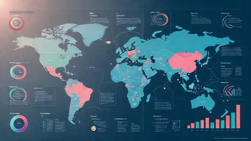 Mapa mundial informativo, visualmente estratégico