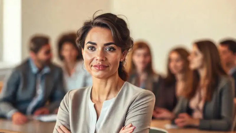 Una mujer profesional fomenta un ambiente colaborativo
