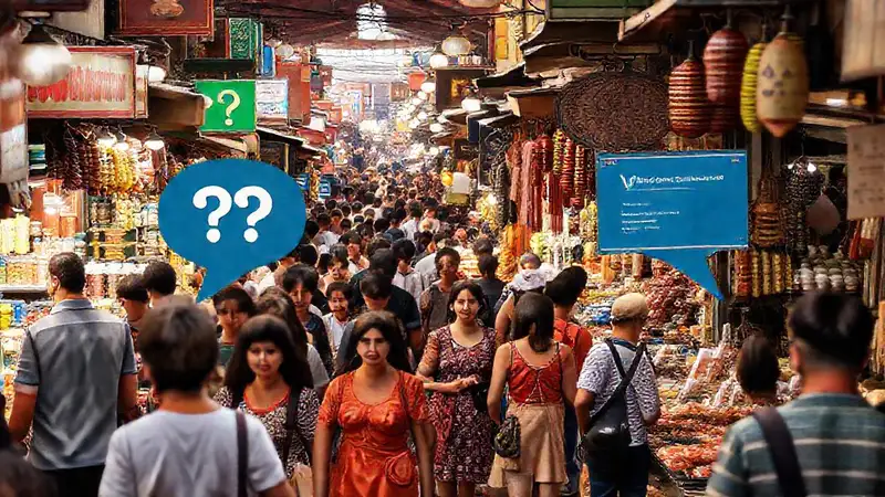 Mercado vibrante, gente diversa e informativa