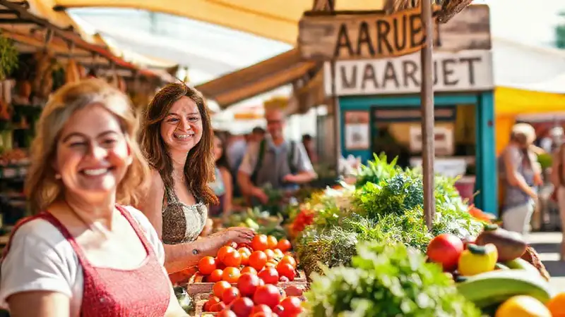 Mercado local: produce vibrante y alegría
