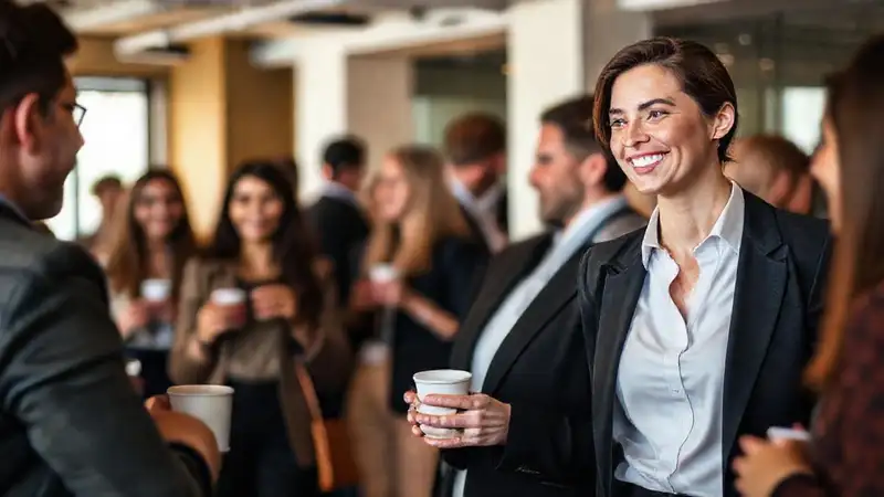 Mujer profesional conecta en ambiente cálido