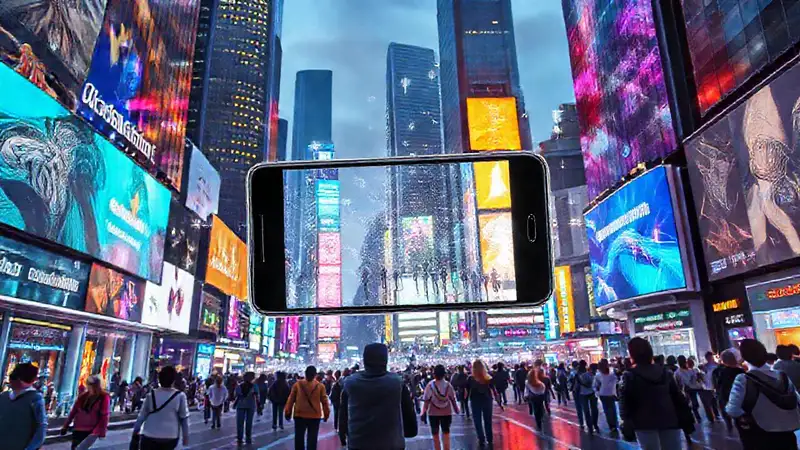 Ciudad futurista digitalmente integrada y vibrante