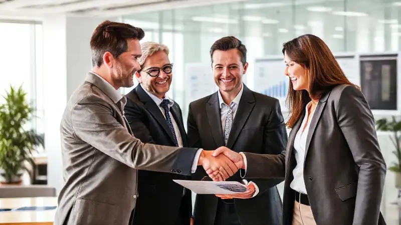 Colaboración empresarial moderna y exitosa
