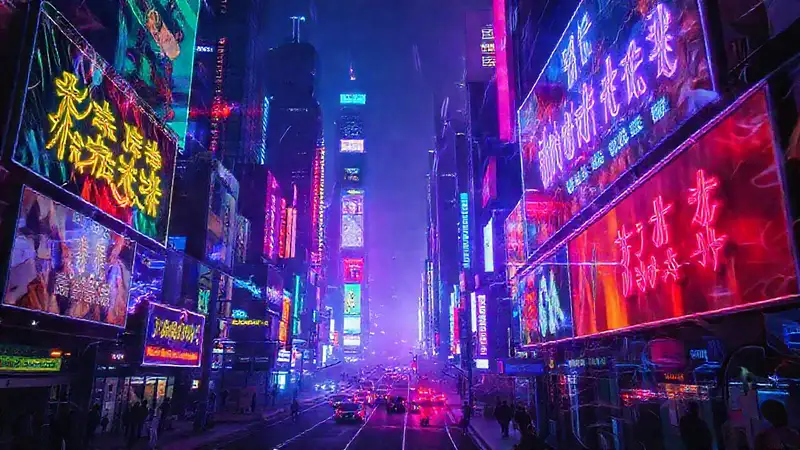 La ciudad brilla con misterio vibrante