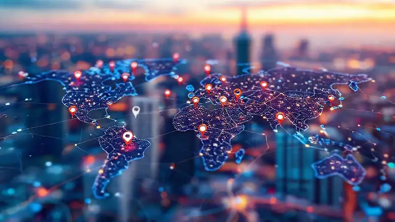 Interfaz analítica visualiza datos urbanos futuristas