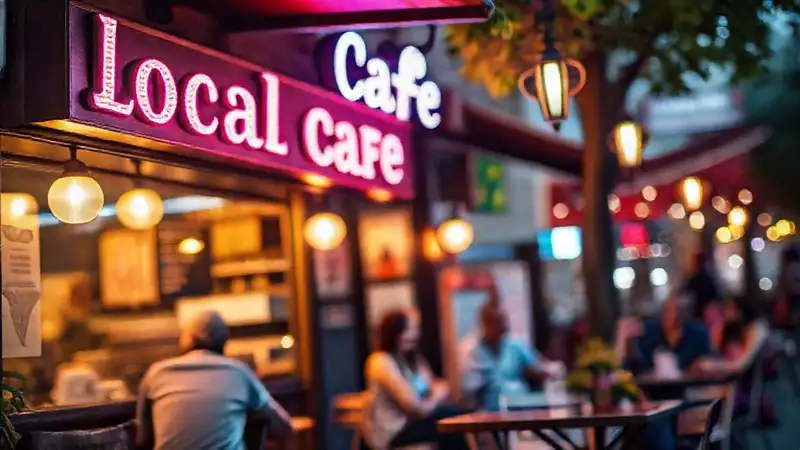 Café acogedor, vibrante y feliz