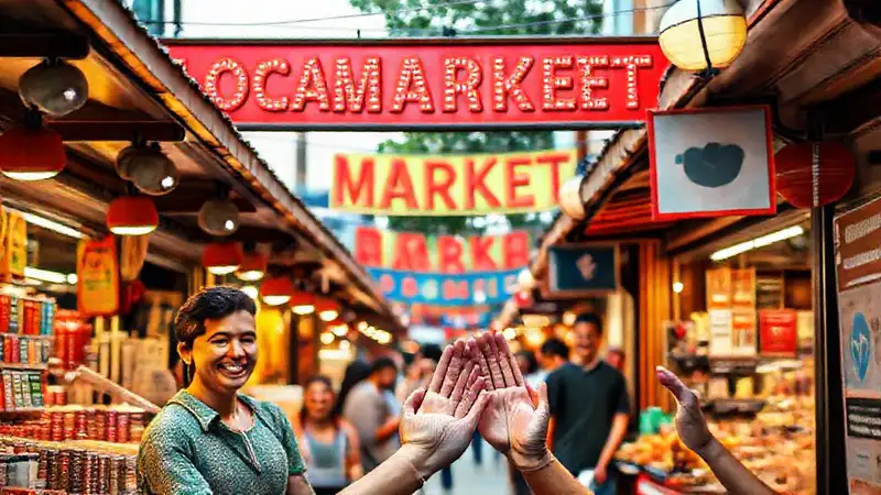 Mercado vibrante, comunidad conectada y feliz