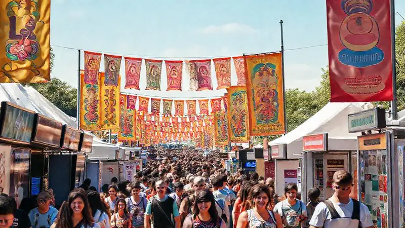 Festival comunitario vibrante y alegre