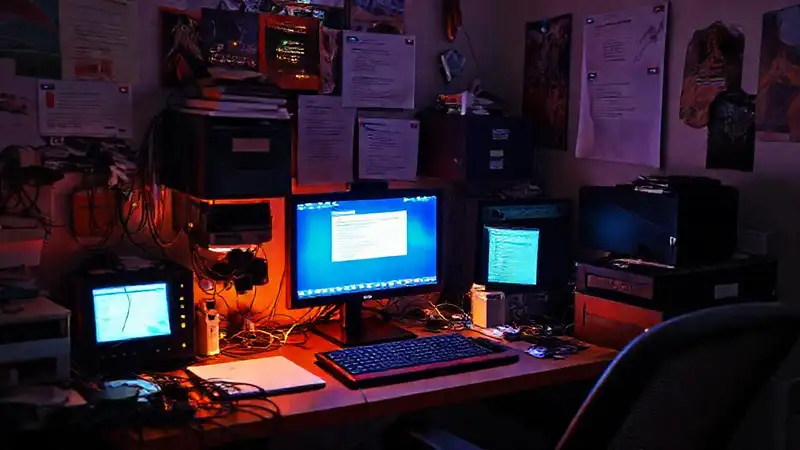 Trabajo nocturno digital y desordenado