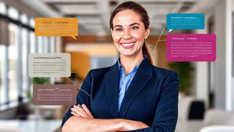 Una mujer profesional transmite ideas con dinamismo