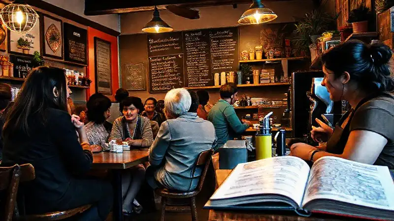 Un café acogedor cuenta historias locales