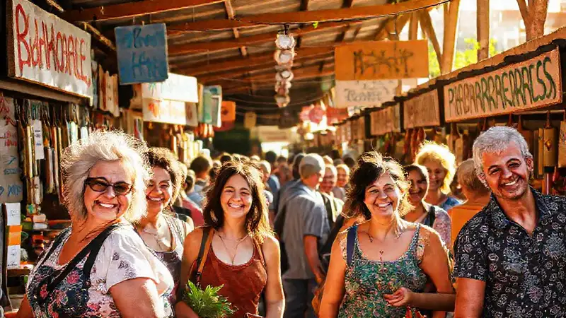 Un mercado local celebra la alegría
