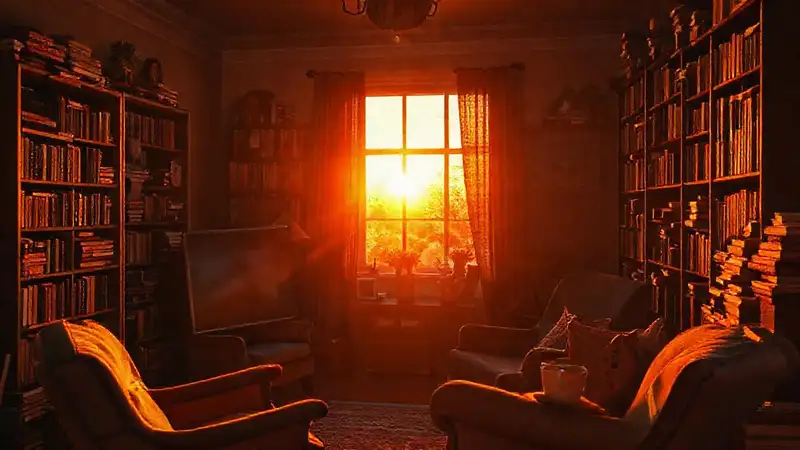 Atardecer cálido, hogar acogedor y tranquilidad