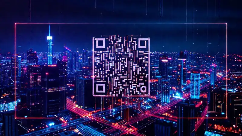 Código QR: ciudad futurista