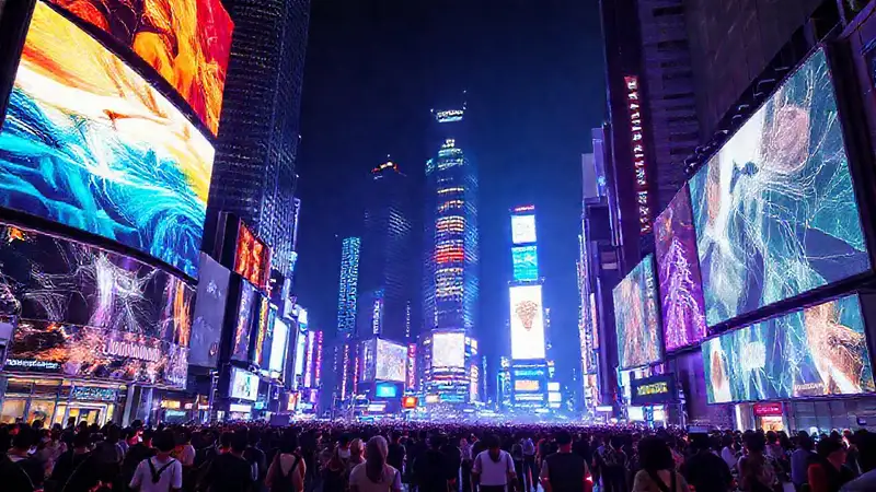 La ciudad futurista irradia brillantez nocturna