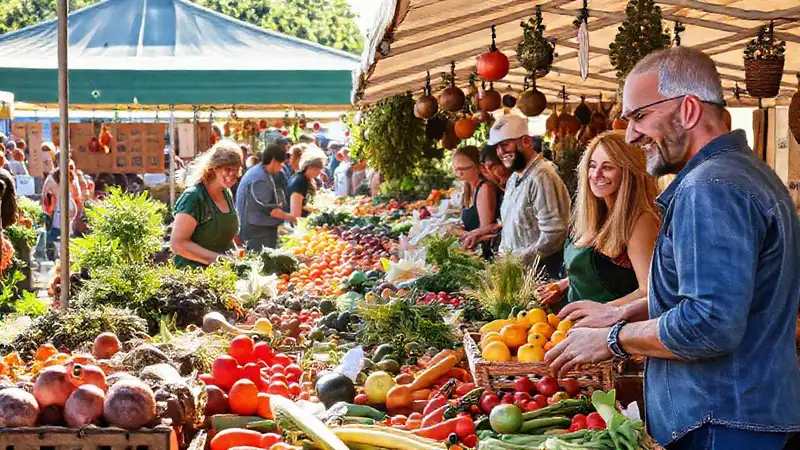 Mercado local ofrece productos saludables y alegres