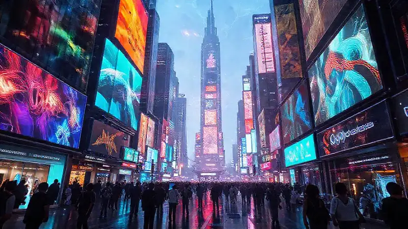 Una ciudad futurista, tecnológicamente vibrante