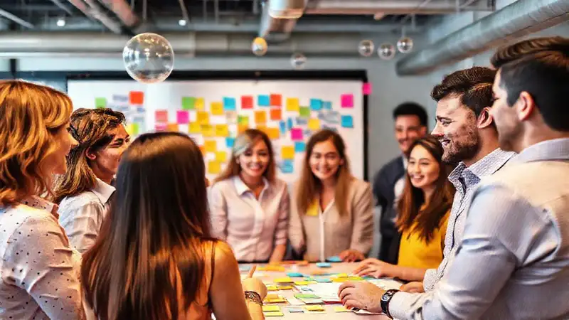 Equipo creativo planifica ideas vibrantes