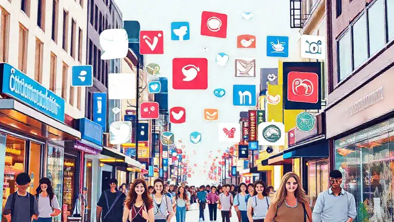 Marketing vibrante en ciudad moderna
