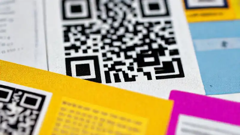 Código QR colorido en textura elegante