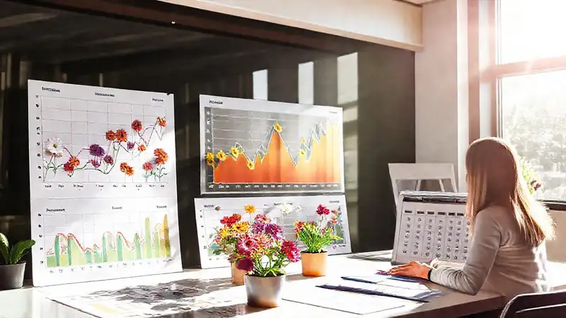 Gráficos florales organizan negocios brillantes