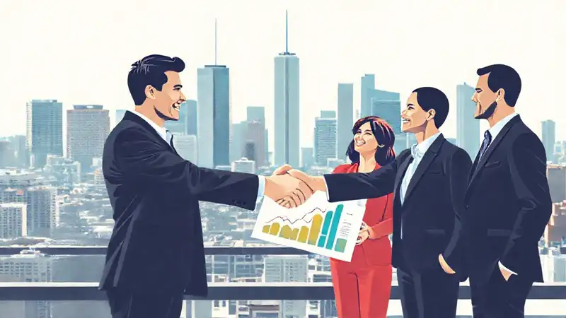 Un skyline dinámico de negocios colaborativos