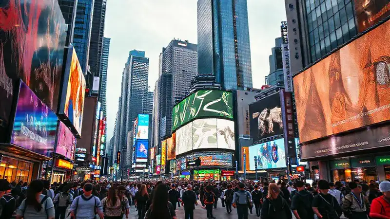 Carteles digitales iluminan la ciudad moderna